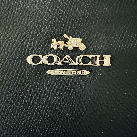 COACH Ava Black White Exotic Trim Leather Colorblock Tote Bag - Picture 3 of 12